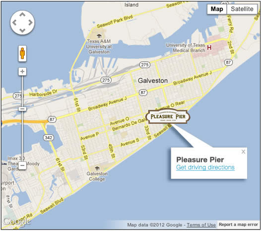 map of the galveston pier location